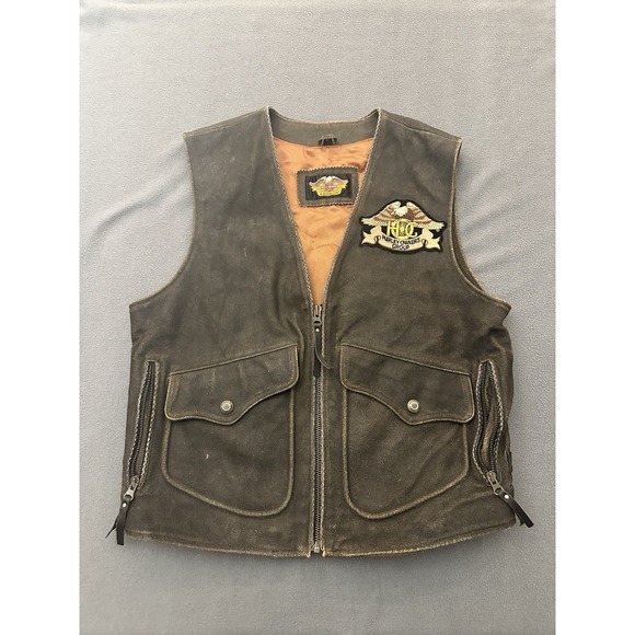 Harley Davidson Other - Harley Davidson Billings Brown Leather Motorcycle Vest Men's Size Medium
